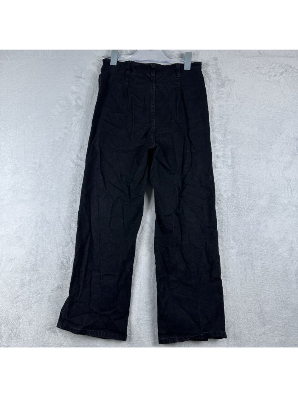 Womens Wide Leg Pants Size Medium Flat Front Button Fly Front Pockets Black - Picture 3 of 11